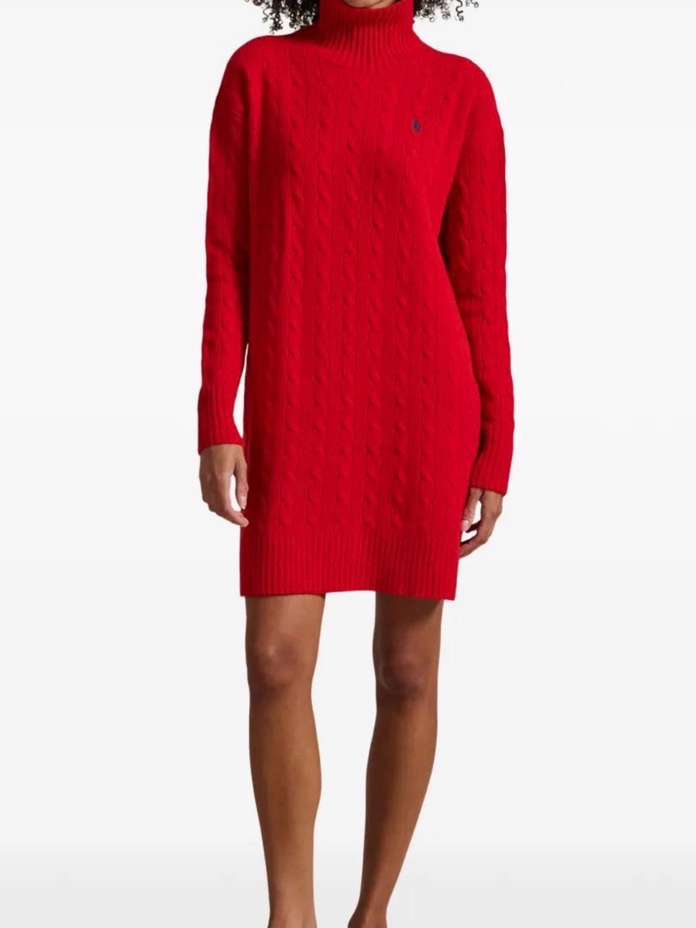 Polo Ralph Lauren Red Cable Knit Wool Cashmere Dress